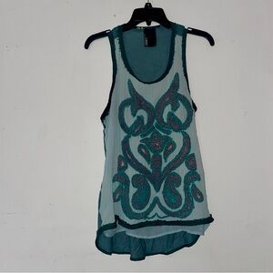 Anthropologie Dolan Acadia Embroidered Tank Top Large